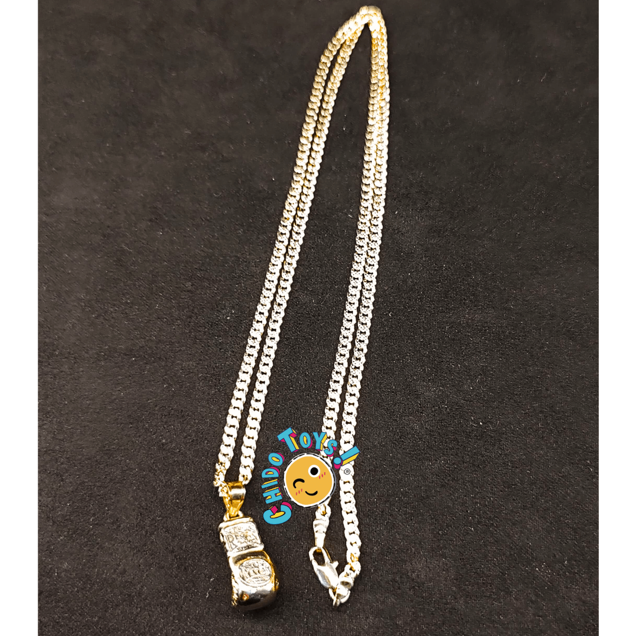 Dije de Guante de Box en Oro Laminado con Cadena de 29 cm - Chido Toys