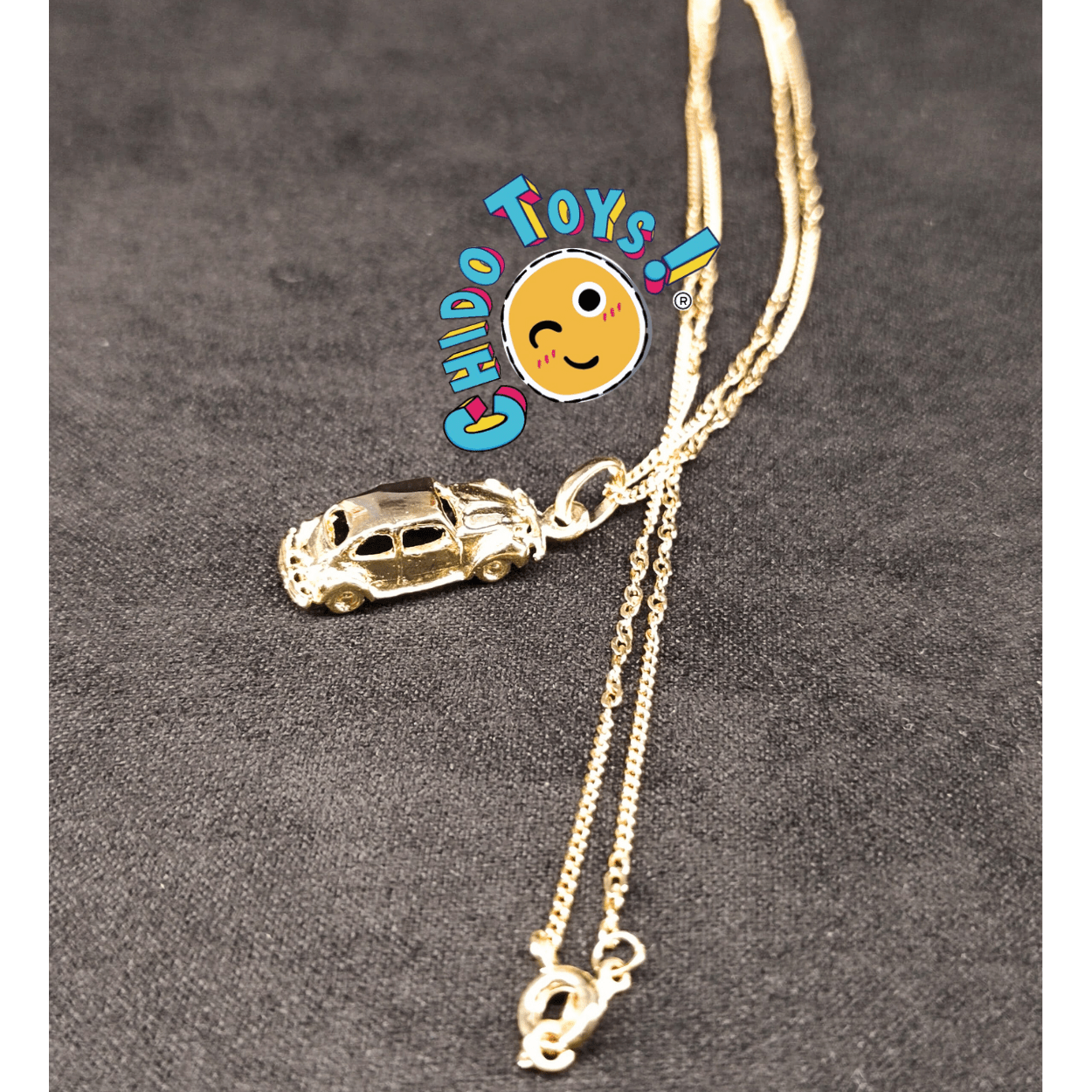 Dije Vocho en Oro Laminado con Cadena Veneziana – Regalo Ideal para Amantes del Auto Clásico - Chido Toys