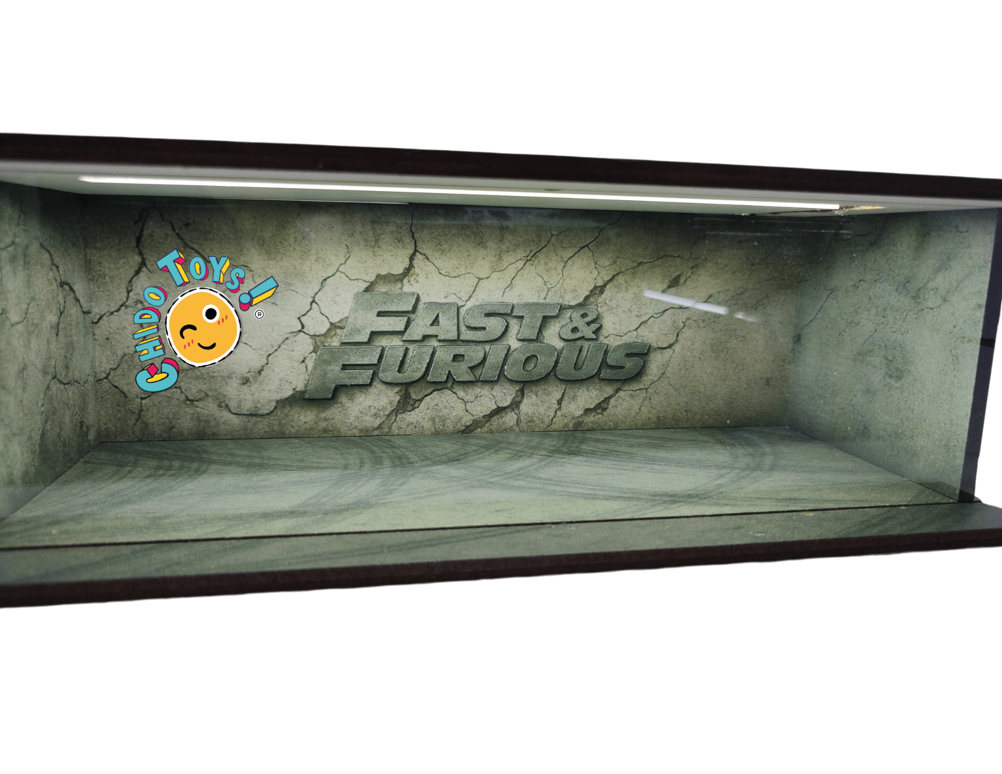 Diorama Furiosos con Iluminación LED y Puerta Acrílica – Ideal para Escalas 1:64 y 1:32, varios modelos - Chido Toys