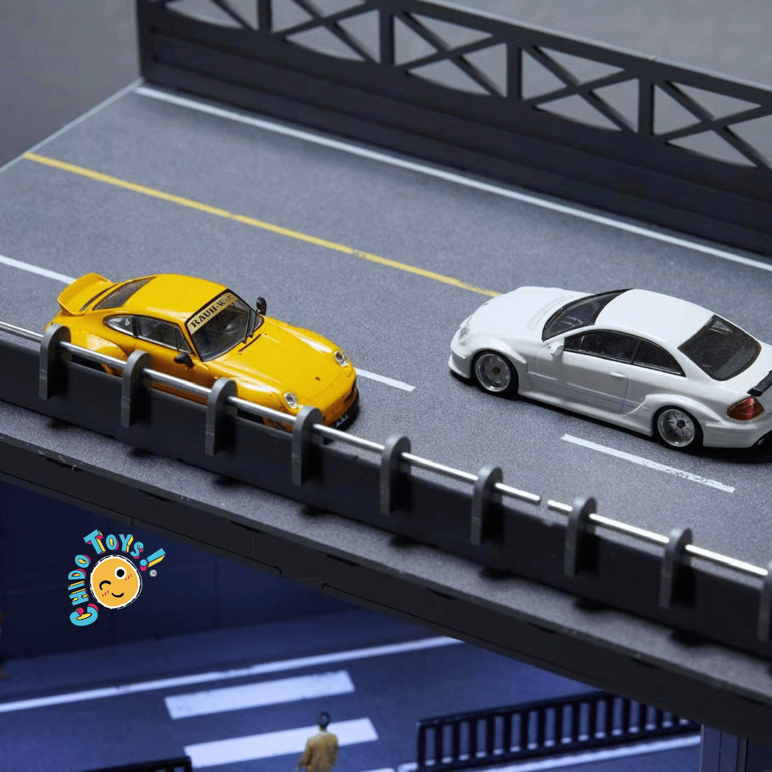 Diorama Viaducto Urbano Premium con Iluminación LED – Escala 1:64 - Chido Toys