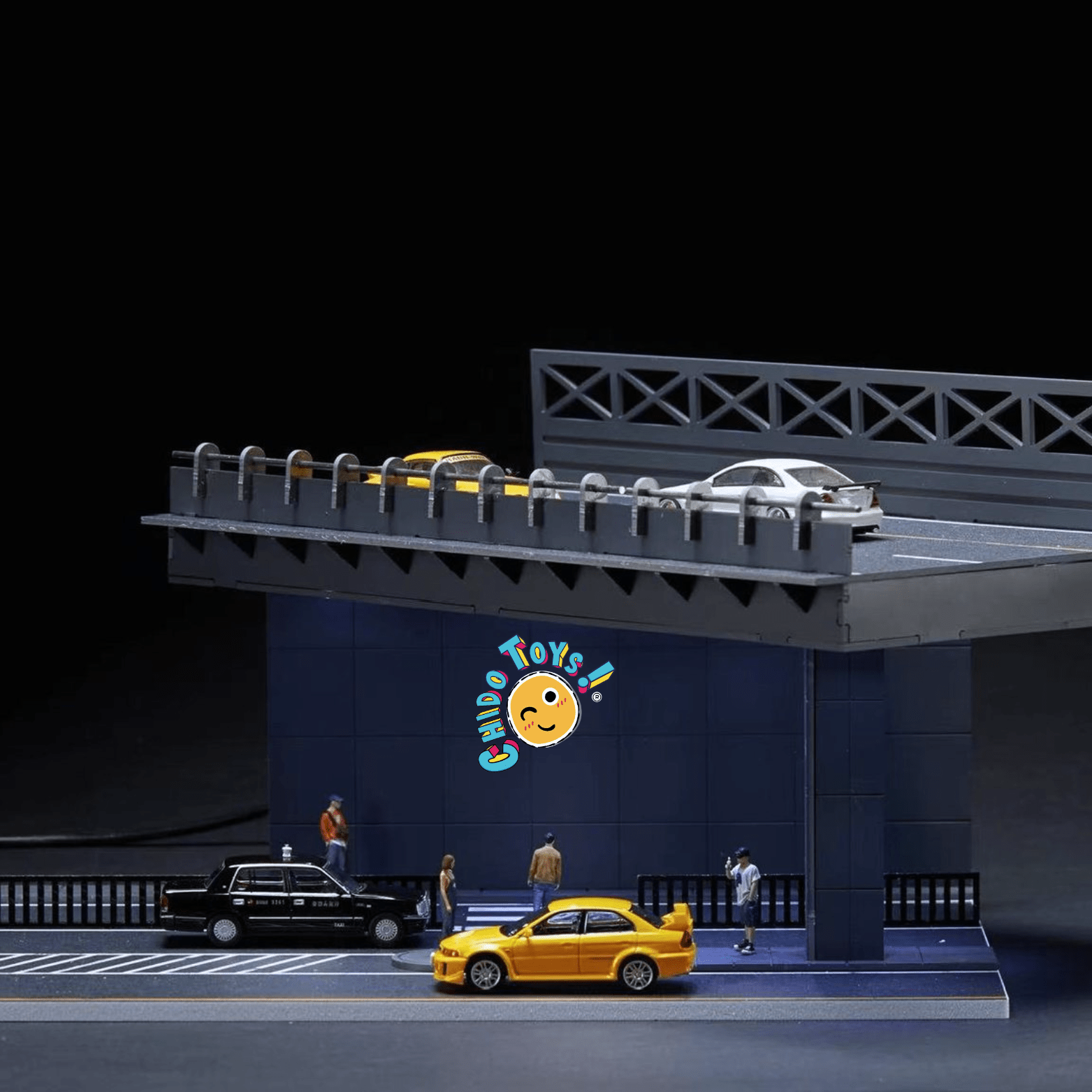 Diorama Viaducto Urbano Premium con Iluminación LED – Escala 1:64 - Chido Toys