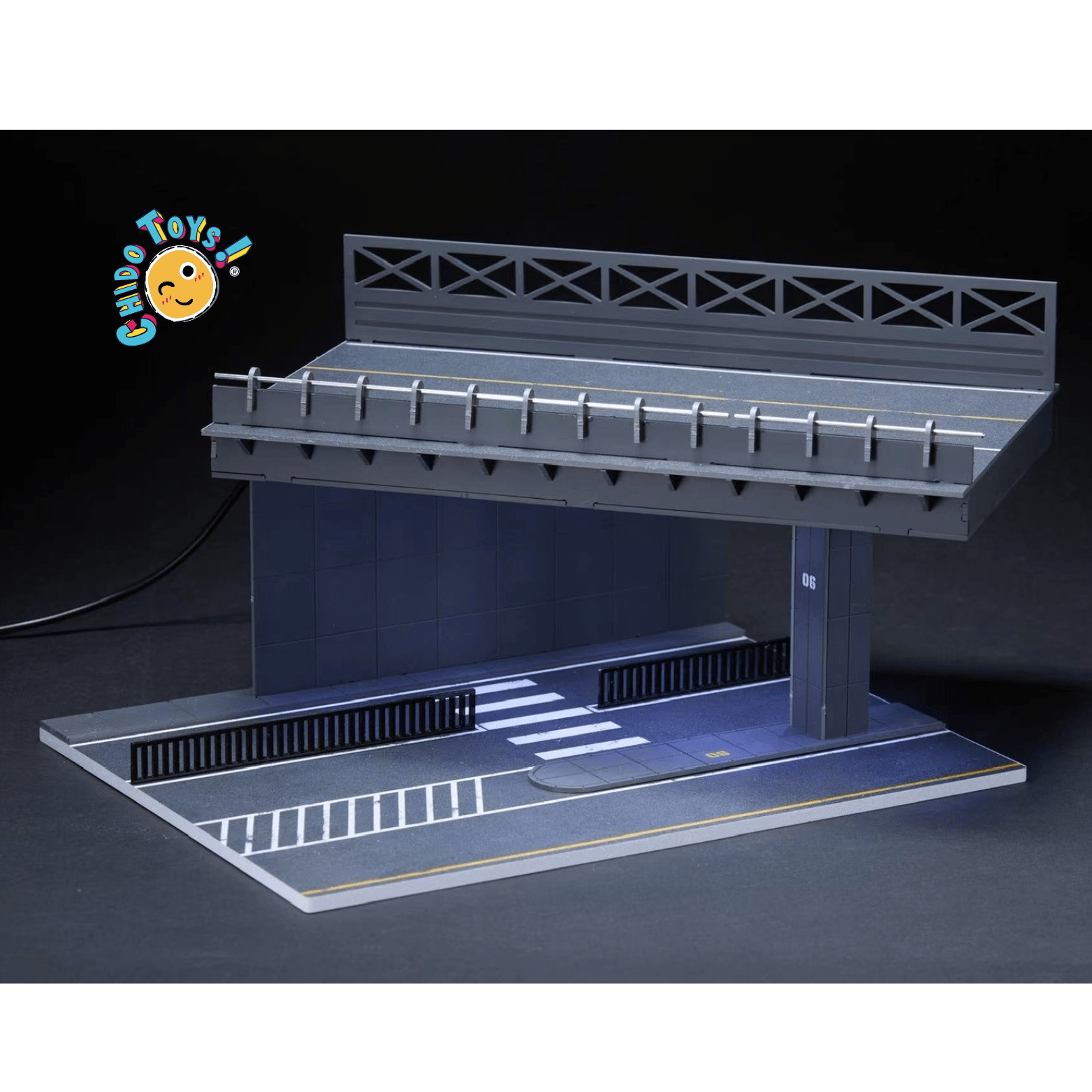 Diorama Viaducto Urbano Premium con Iluminación LED – Escala 1:64 - Chido Toys