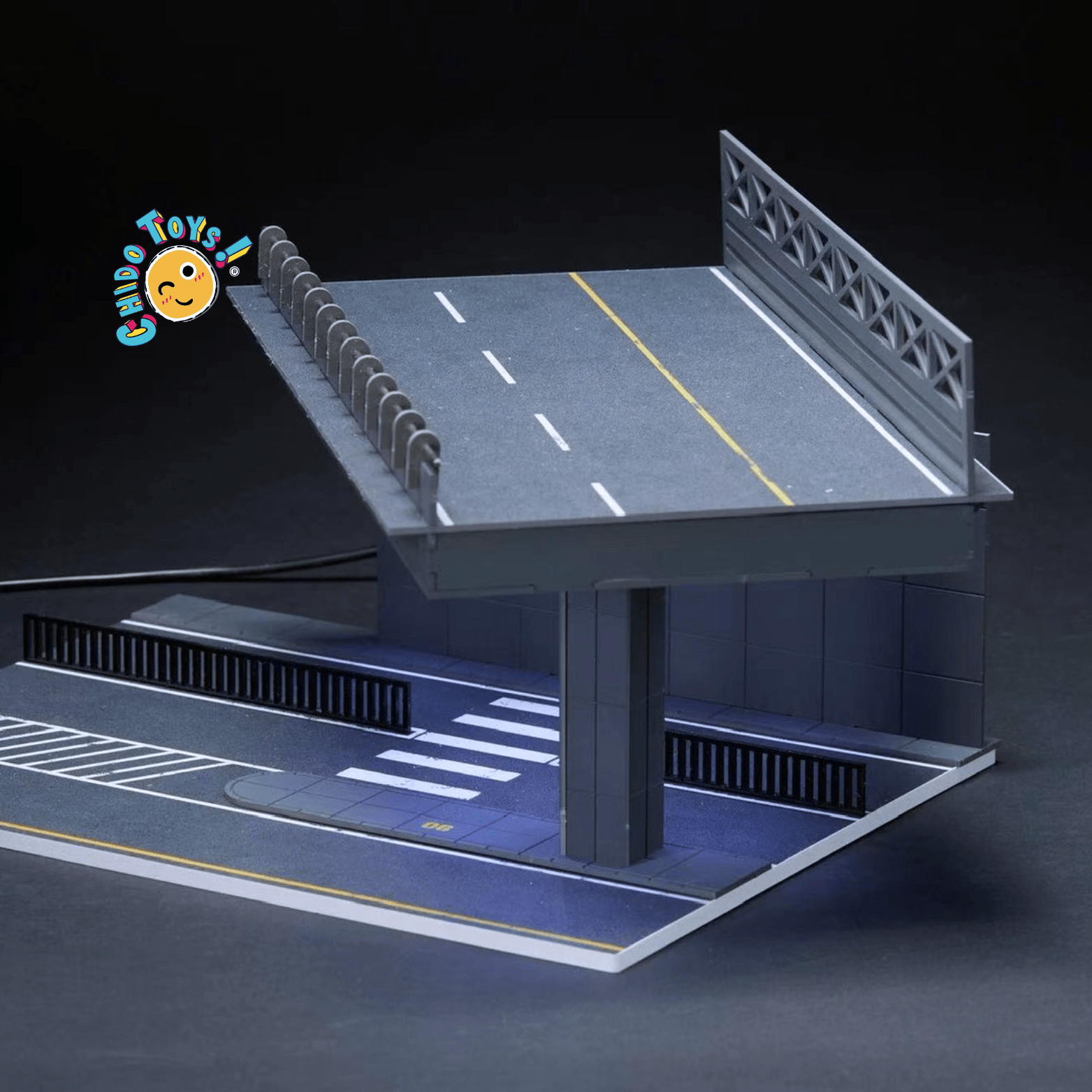 Diorama Viaducto Urbano Premium con Iluminación LED – Escala 1:64 - Chido Toys