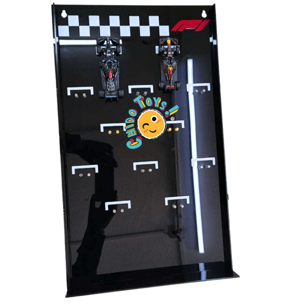 Exhibidor Acrílico para 12 Autos Fórmula 1 Escala 1/43 con Tapa Antipolvo - Chido Toys
