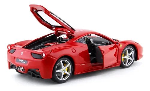 Ferrari 458 Italia Rojo a Escala 1:24 Bburago – Puertas Abatibles y Detalles Realistas - Chido Toys