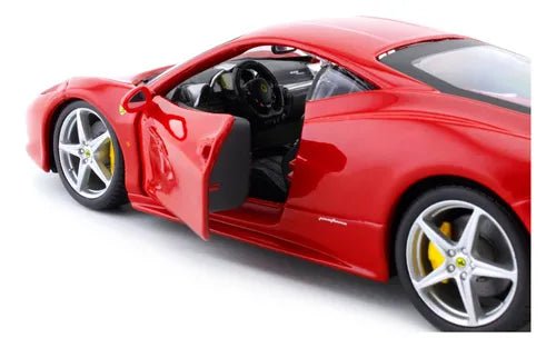 Ferrari 458 Italia Rojo a Escala 1:24 Bburago – Puertas Abatibles y Detalles Realistas - Chido Toys