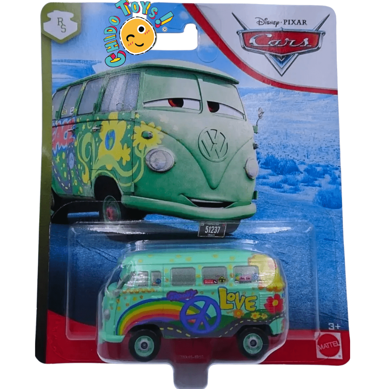 Fillmore Radiador Springs Disney Pixar Cars – Escala 1:55 Mattel - Chido Toys