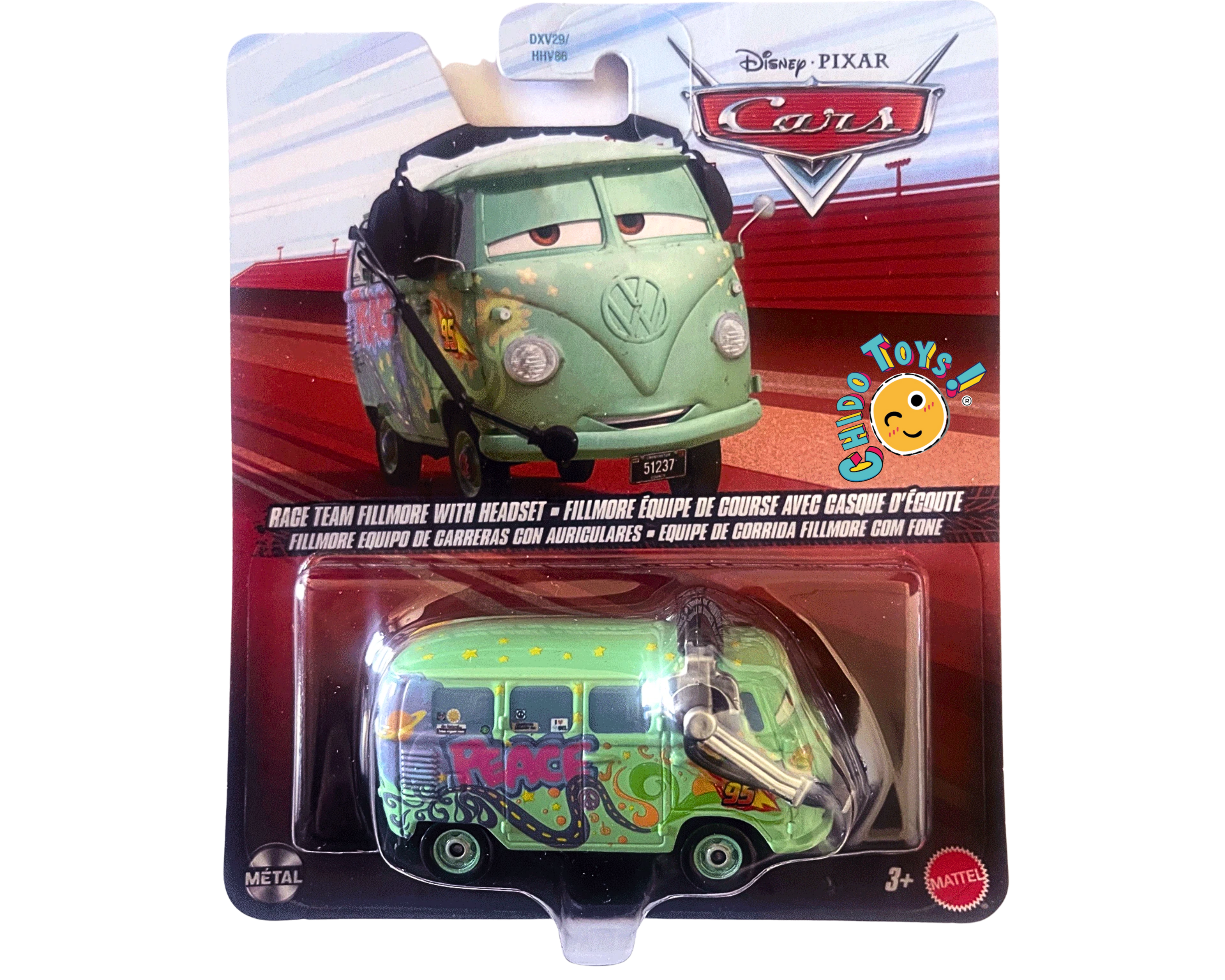 Hot Wheels Disney Pixar Cars Fillmore Equipo de Carreras Metal - Chido Toys