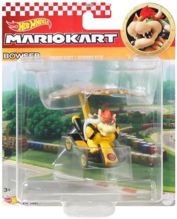 Hot Wheels Mario Kart Bowser Standard Kart + Bowser Kite 1:64 aprox | Licencia oficial Nintendo | Chido Toys - Chido Toys