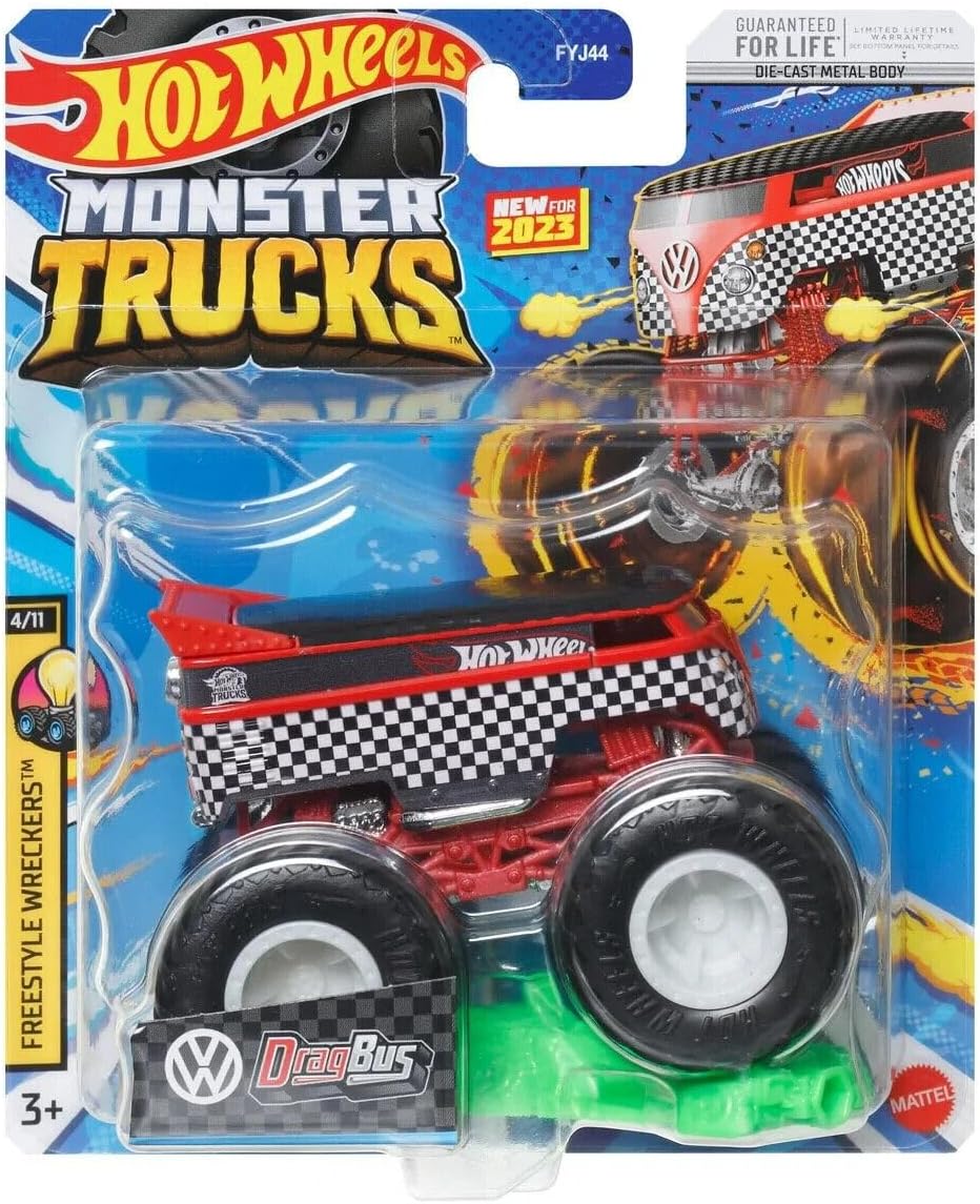 Hot Wheels Monster Trucks VW Drag Bus | Freestyle Wreckers 2023 | Cuerpo Metálico - Chido Toys