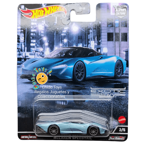 Hot Wheels Premium – McLaren Speedtail (Exotic Envy) 1:64 – Metal/Metal, Real Riders - Chido Toys