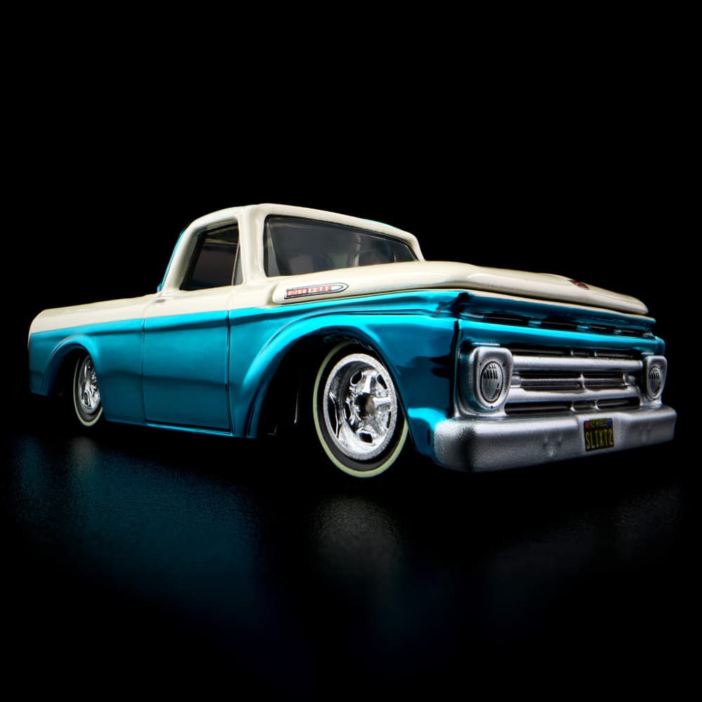 Hot Wheels RLC 1962 Ford F100 1:64 Spectraflame Aqua con cofre abatible - Chido Toys