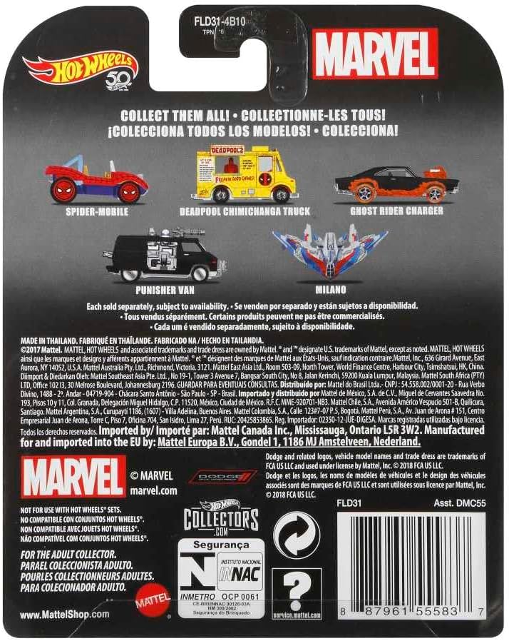 Hot Wheels Spider - Mobile Marvel Comics 1:64 azul y rojo - Chido Toys