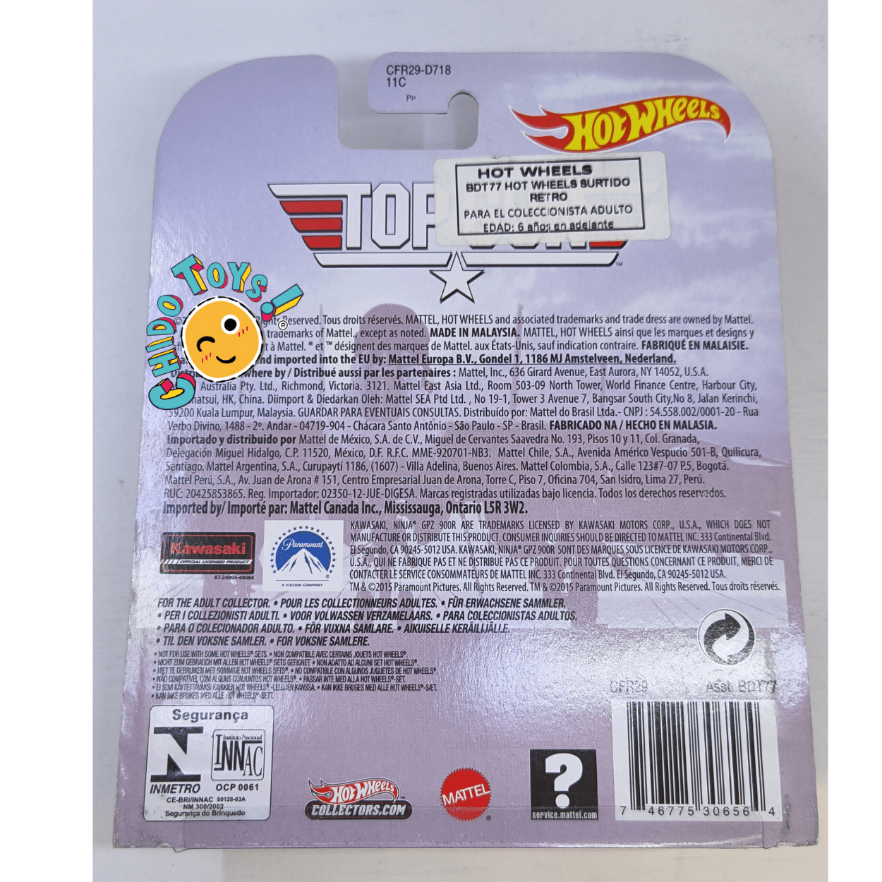 Hot Wheels Top Gun Kawasaki Ninja GPZ 900R 1:64 (EDICIÓN 2015) - Chido Toys