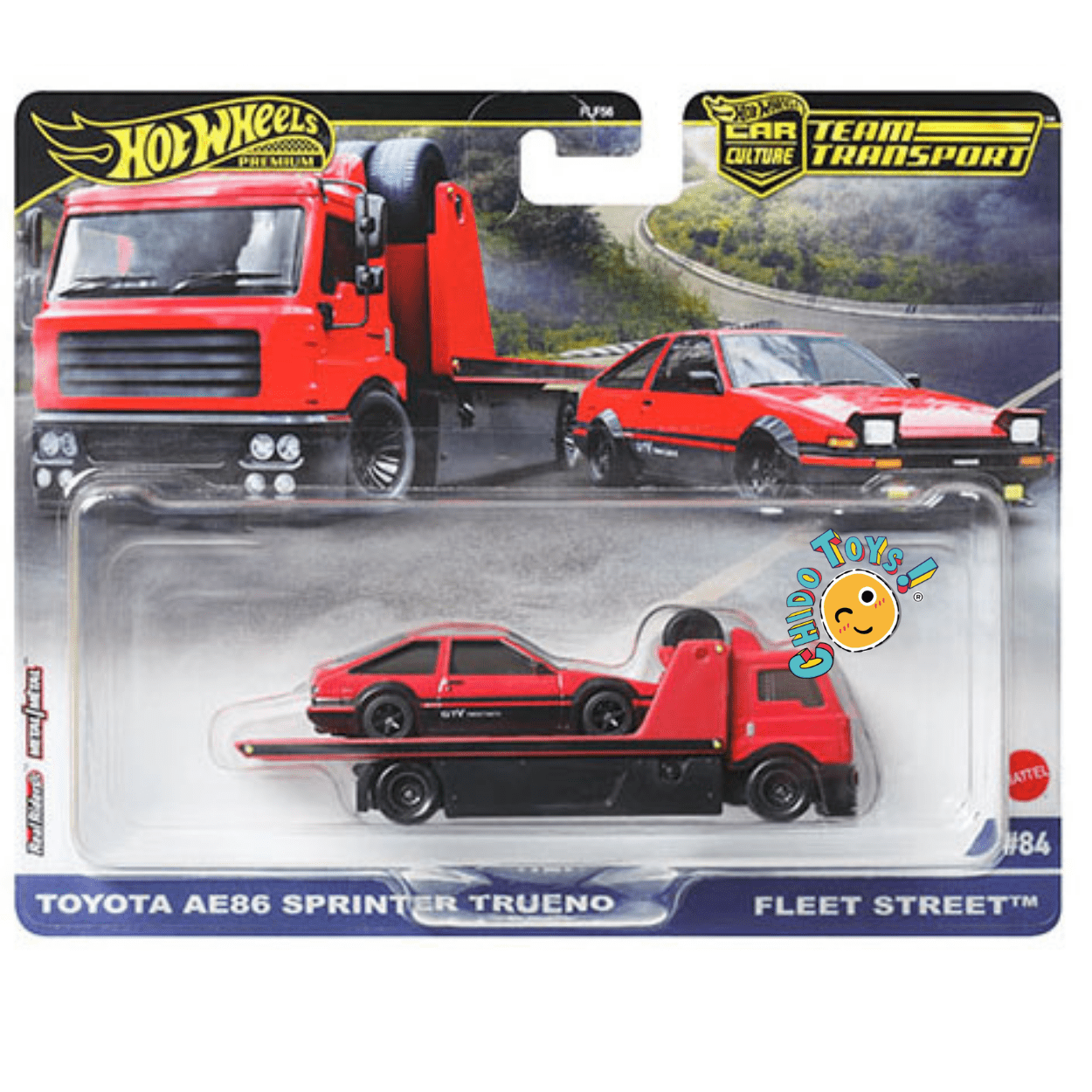 Hot Wheels Toyota AE86 Sprinter Trueno Team Transport 1:64 rojo - Chido Toys
