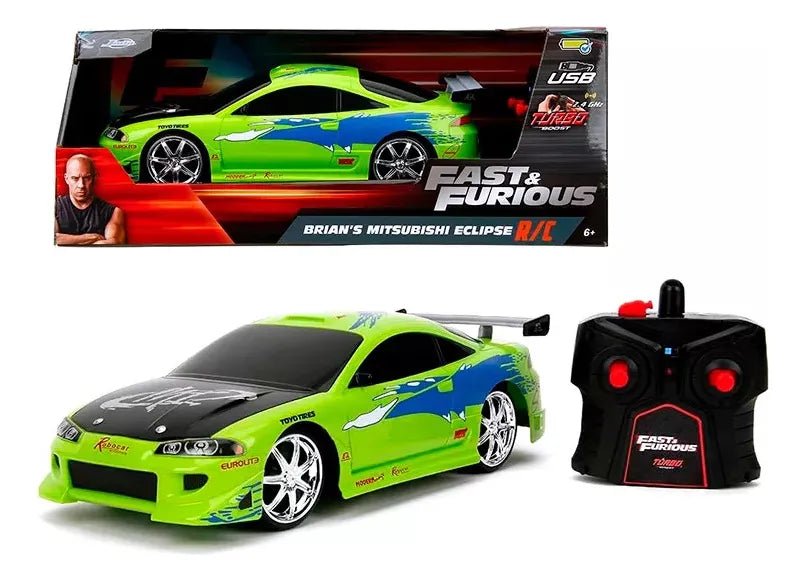 Jada Brian’s Mitsubishi Eclipse R/C escala 1:16 verde Turbo Boost - Chido Toys