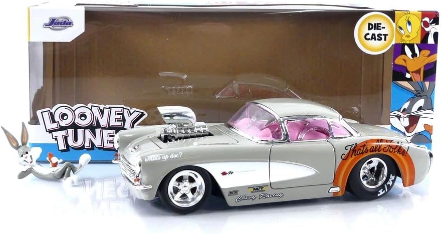 Jada Chevy Corvette 1957 Looney Tunes Bugs Bunny 1:24 gris - Chido Toys
