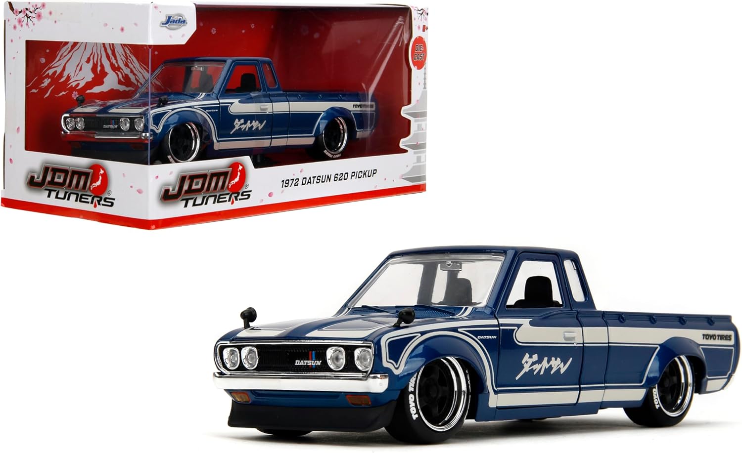 Jada Datsun 620 Pickup JDM Tuners 1:24 azul con aperturas - Chido Toys