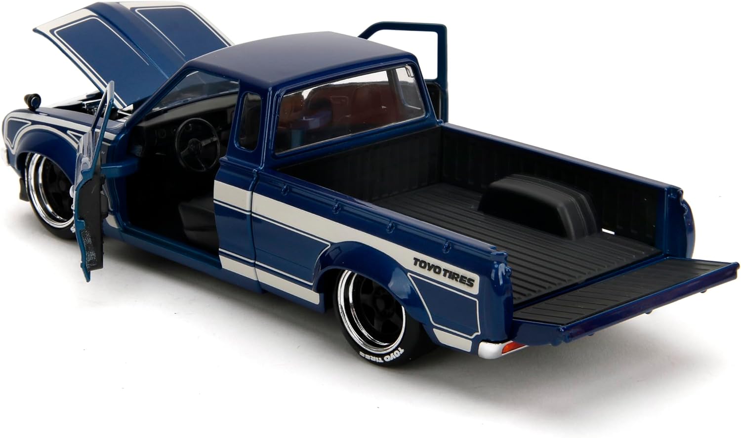 Jada Datsun 620 Pickup JDM Tuners 1:24 azul con aperturas - Chido Toys