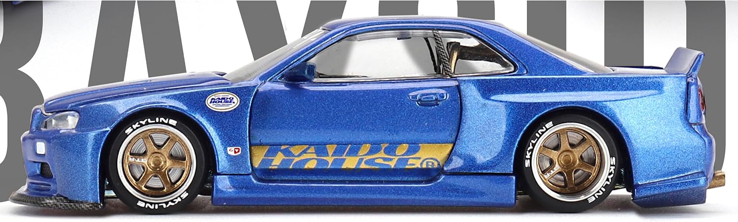 Kaido House Nissan Skyline GT-R R34 V1 1:64 azul metálico - Chido Toys
