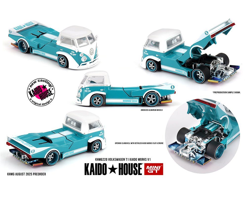 Kaido House x Mini GT Volkswagen T1 Kaido Works V1 1:64 con motor detallado - Chido Toys