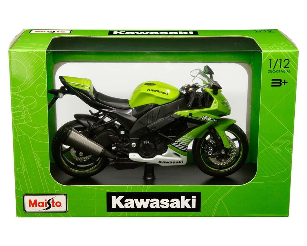 Kawasaki Ninja ZX - 10R Verde – Maisto 1:12 con Suspensión y Dirección Funcional - Chido Toys