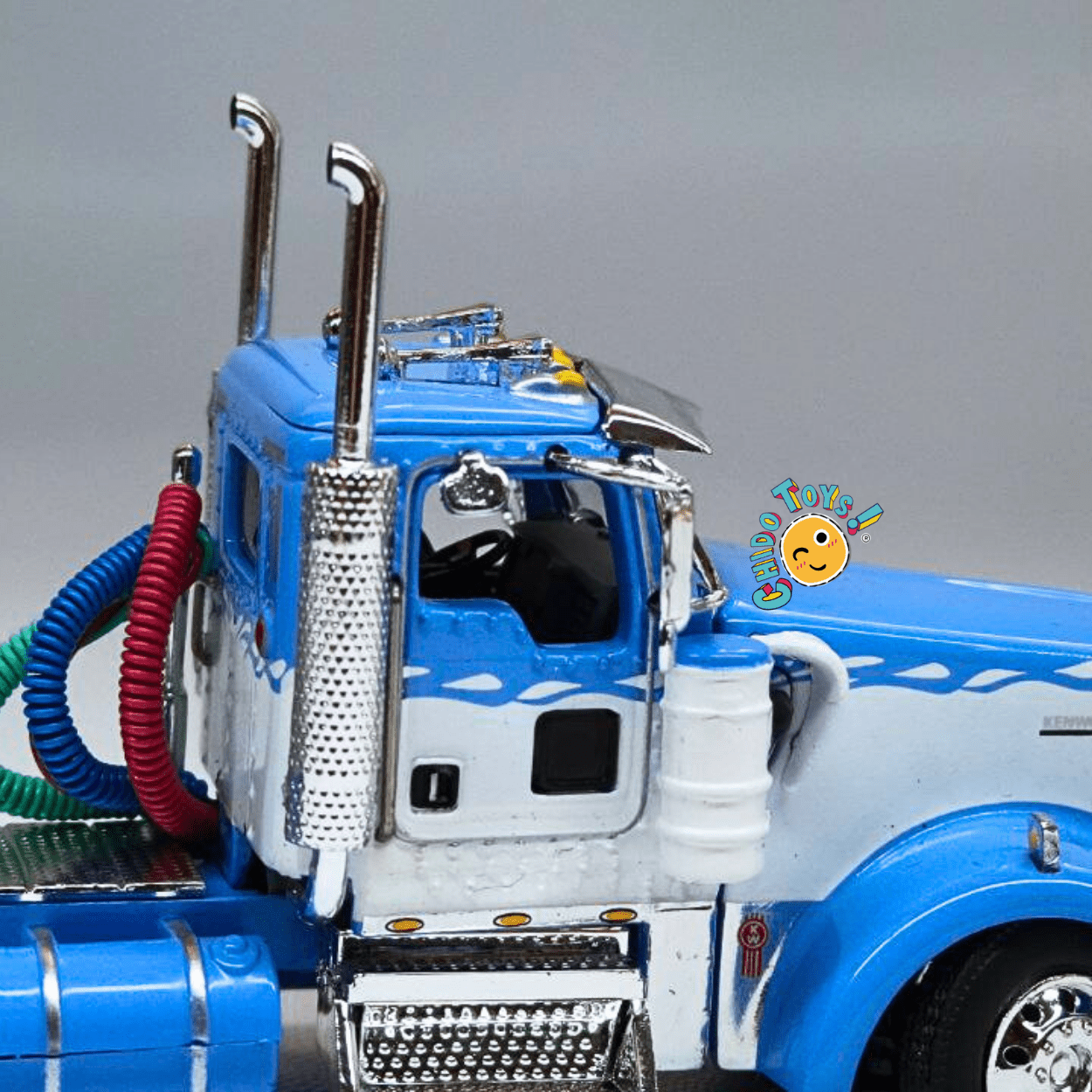Kenworth W900L con doble tolva East Dump Trailer a escala 1:64 DCP – Réplica metálica con cofre abatible - Chido Toys