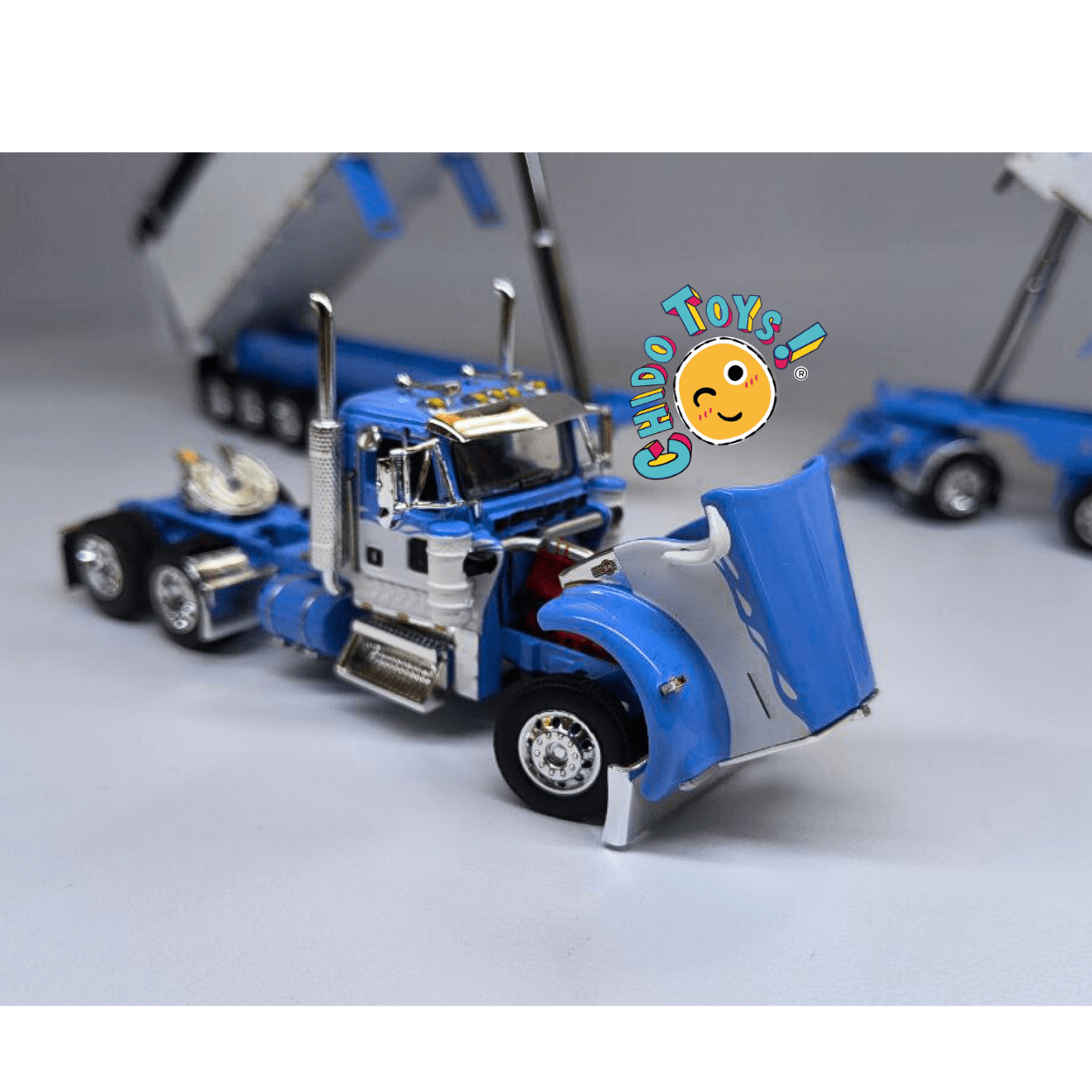 Kenworth W900L con doble tolva East Dump Trailer a escala 1:64 DCP – Réplica metálica con cofre abatible - Chido Toys