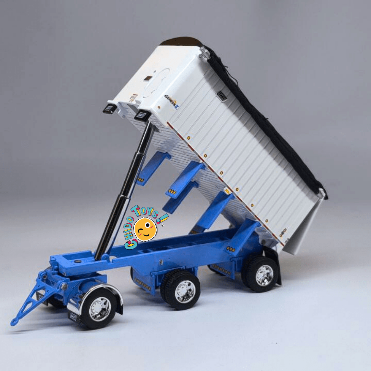 Kenworth W900L con doble tolva East Dump Trailer a escala 1:64 DCP – Réplica metálica con cofre abatible - Chido Toys