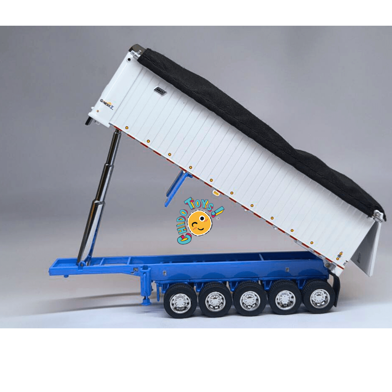 Kenworth W900L con doble tolva East Dump Trailer a escala 1:64 DCP – Réplica metálica con cofre abatible - Chido Toys