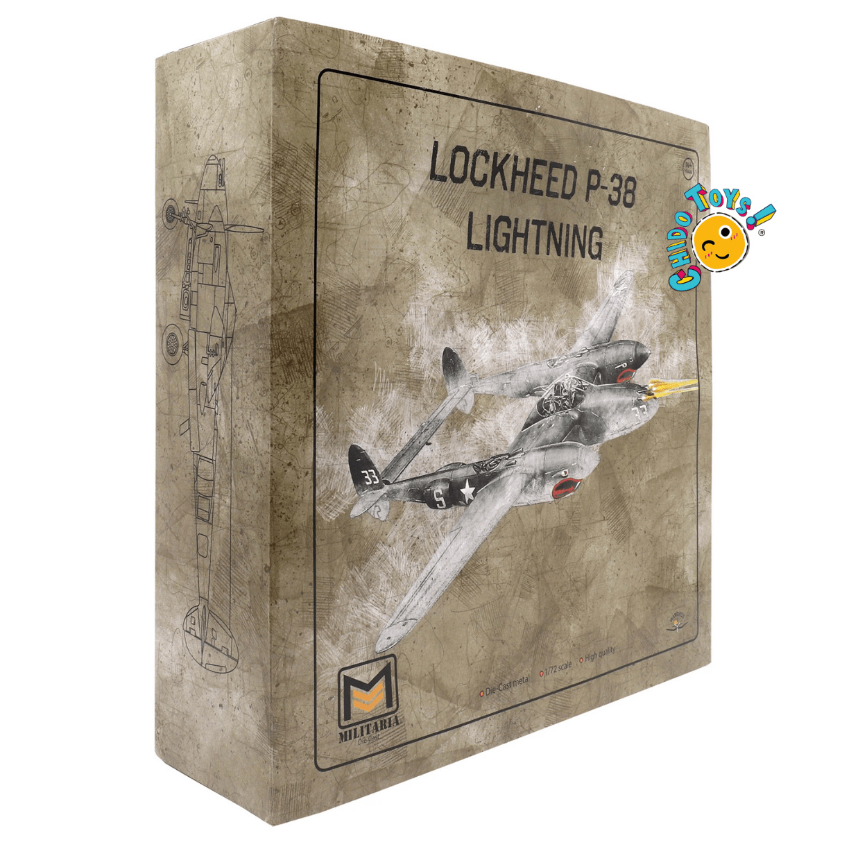 Lockheed P - 38 Lightning Avión a Escala 1:72 – Diecast Metal - Chido Toys
