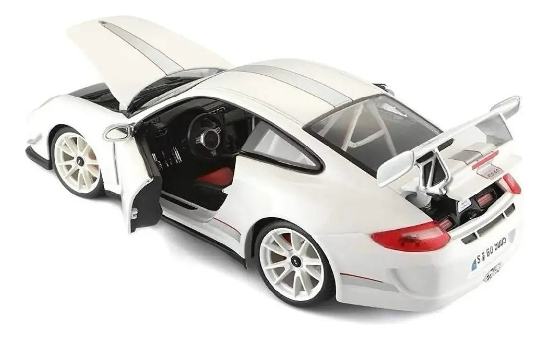 Maisto Porsche 911 GT3 RS 4.0 Special Edition 1:18 blanco con apertura de cofre, puertas y motor - Chido Toys