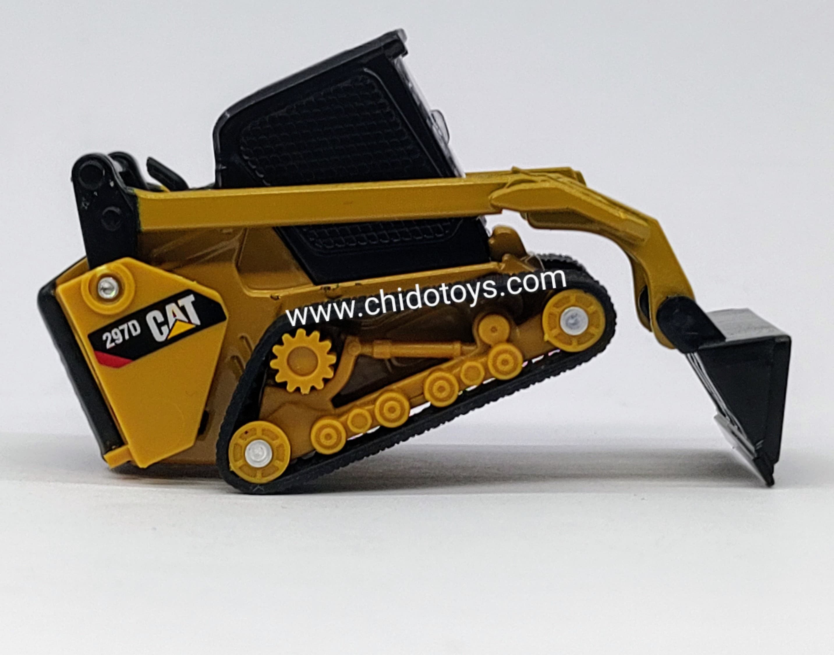 Maquinaria Pesada a escala marca CAT, Modelo Minicargador Cat 272D2 y cargador compacto de cadenas Cat 297D2, paquete doble - Chido Toys