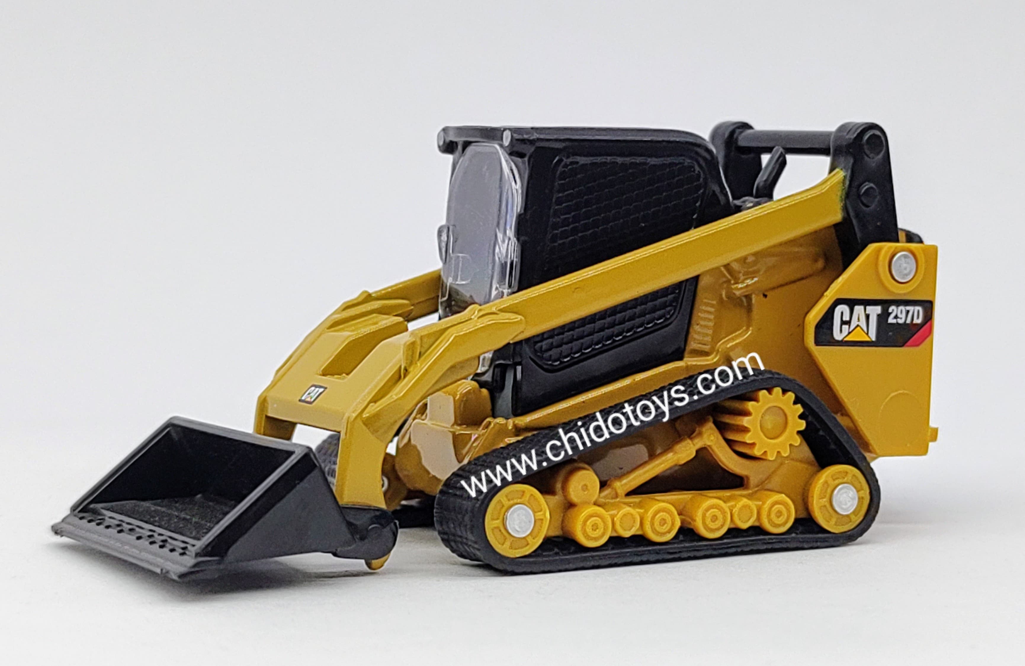 Maquinaria Pesada a escala marca CAT, Modelo Minicargador Cat 272D2 y cargador compacto de cadenas Cat 297D2, paquete doble - Chido Toys