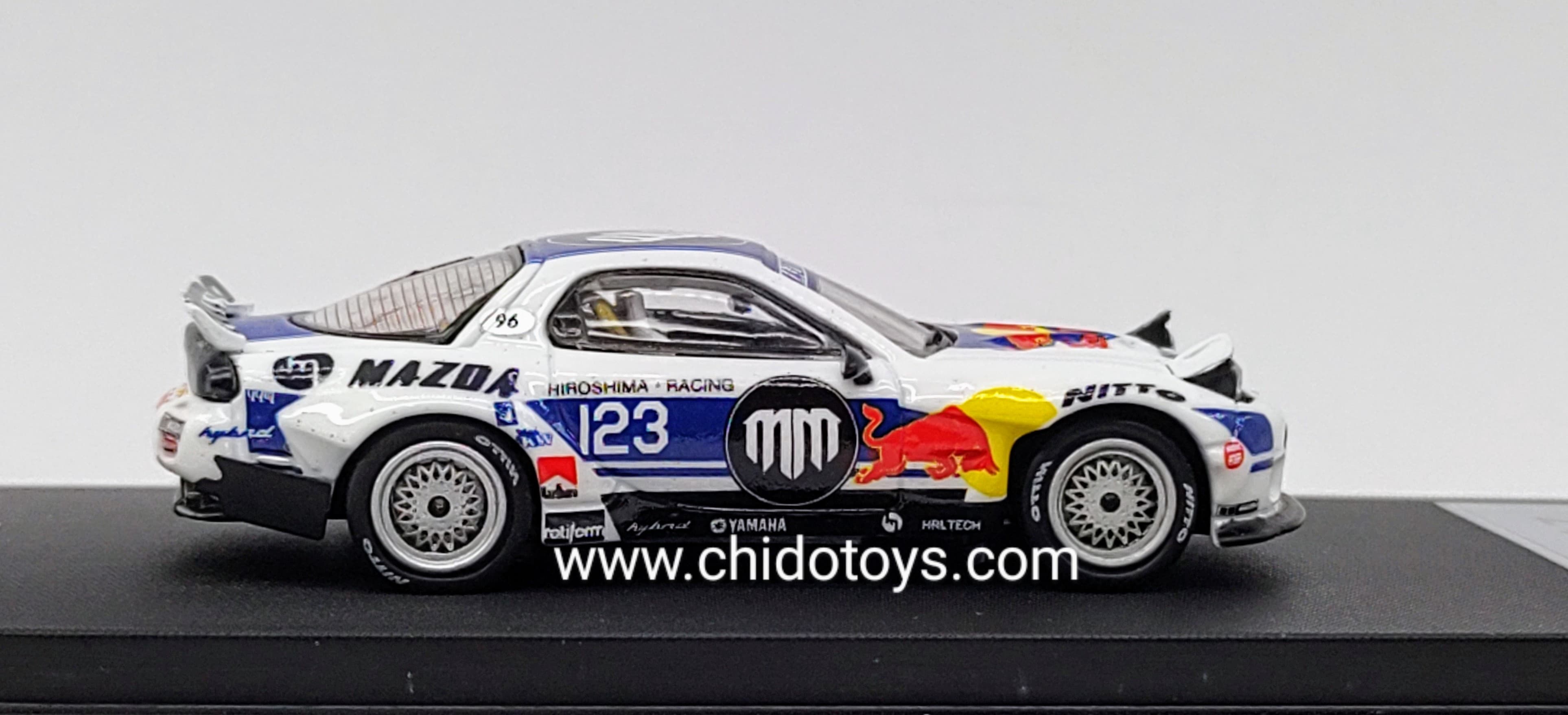 Mazda RX - 7 RB 1:64 Time Micro – Cuerpo de Metal, Llantas de Goma y Capelo Acrílico - Chido Toys