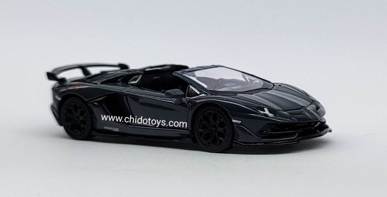 Mini GT Lamborghini Aventador SVJ Roadster 1:64 Grigio Telesto – MiJo Exclusive (Limited 1/4200) - Chido Toys