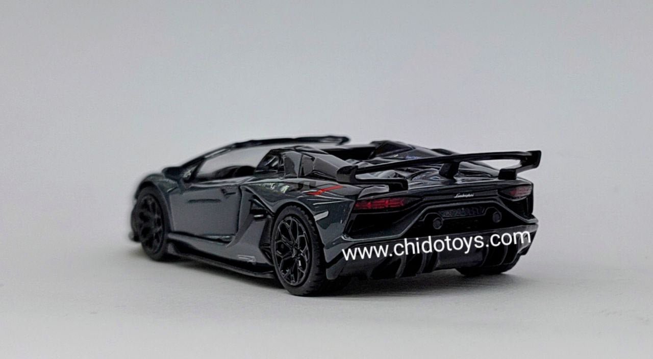 Mini GT Lamborghini Aventador SVJ Roadster 1:64 Grigio Telesto – MiJo Exclusive (Limited 1/4200) - Chido Toys