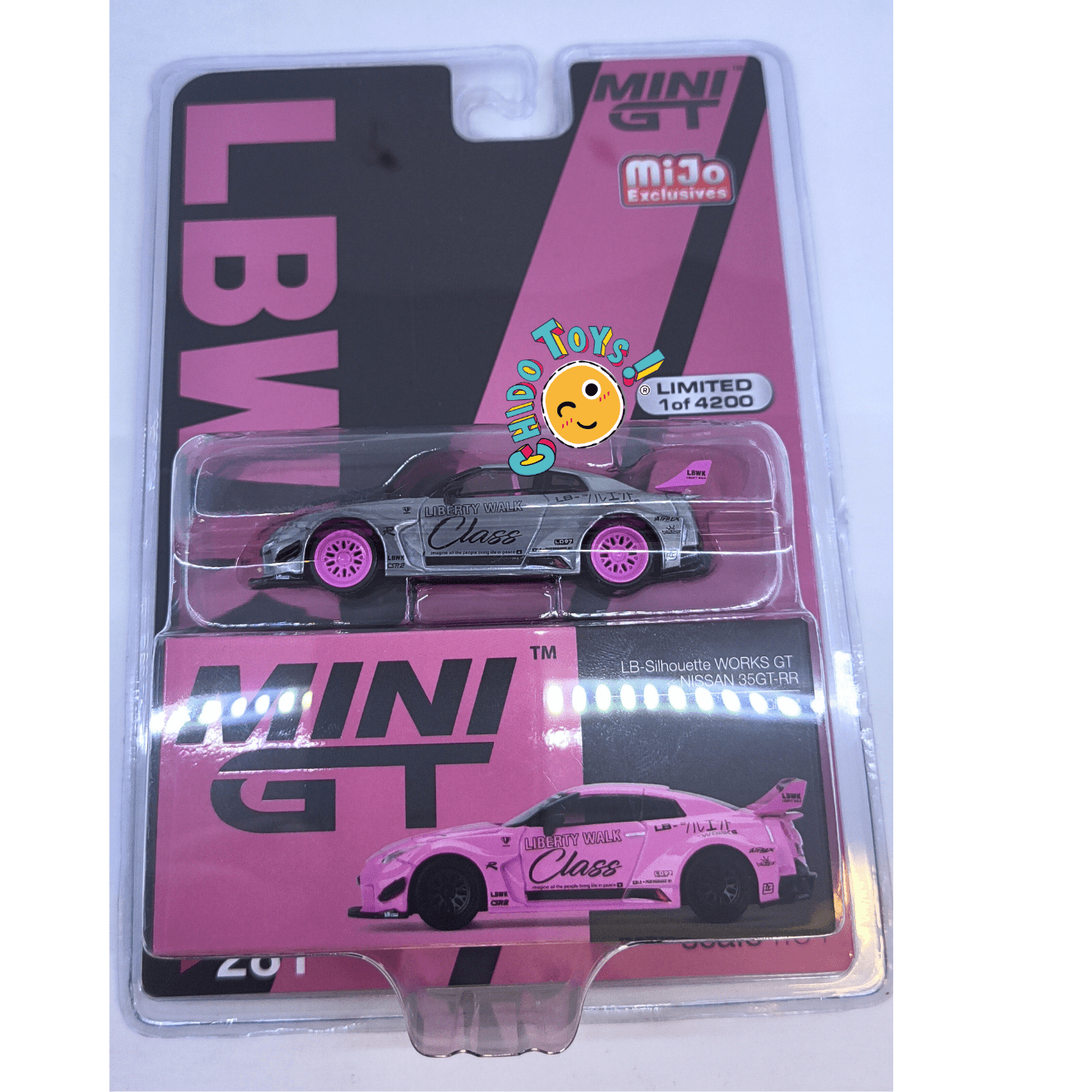 Mini GT LBWK Nissan 35GT - RR Class 1:64 CHASE rosa - Chido Toys