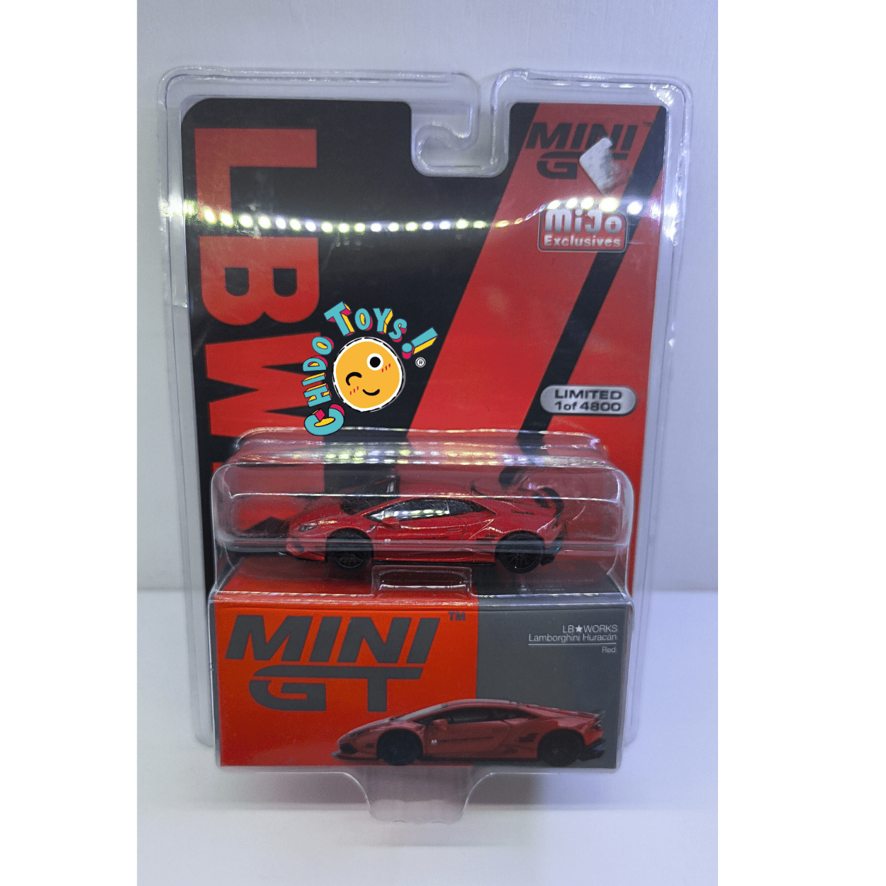 Mini GT LB★WORKS Lamborghini Huracán 1:64 Rojo – MiJo Exclusive (Limited 1/4800) - Chido Toys