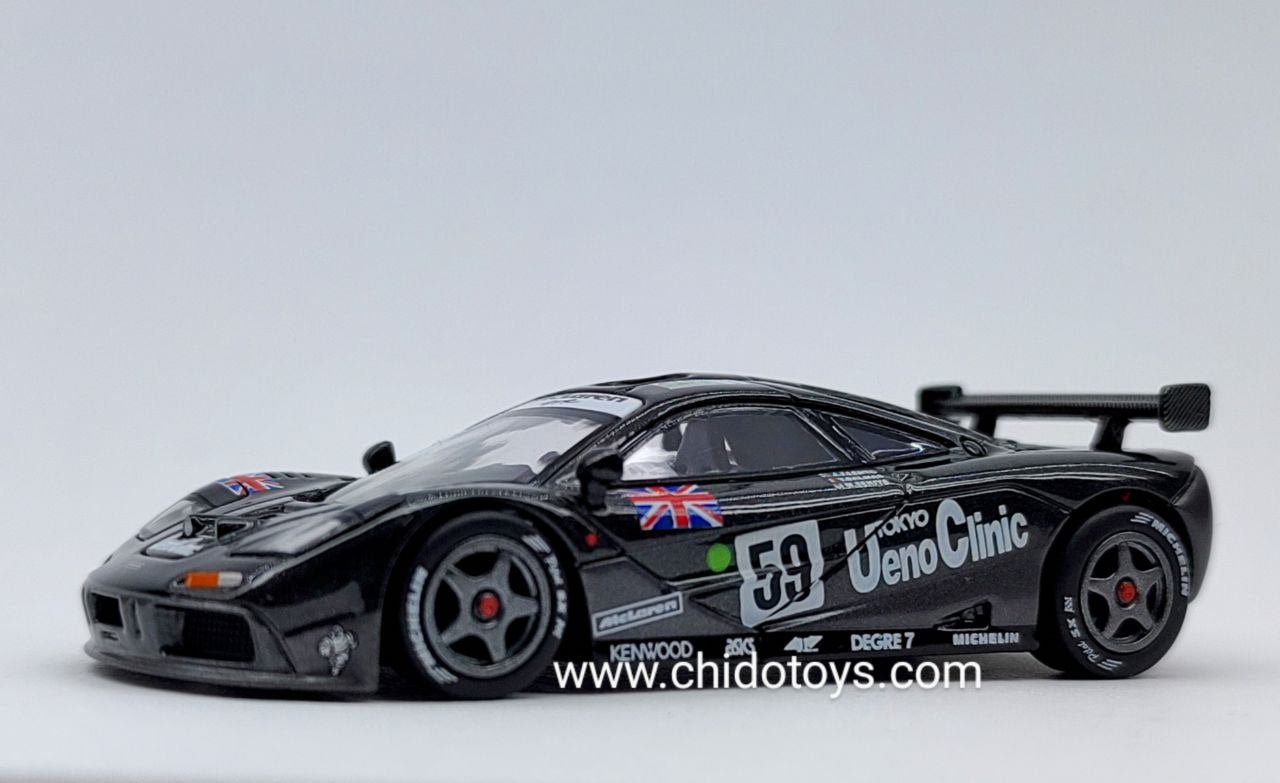 Mini GT McLaren F1 GTR Ueno Clinic 1:64 negro Le Mans - Chido Toys