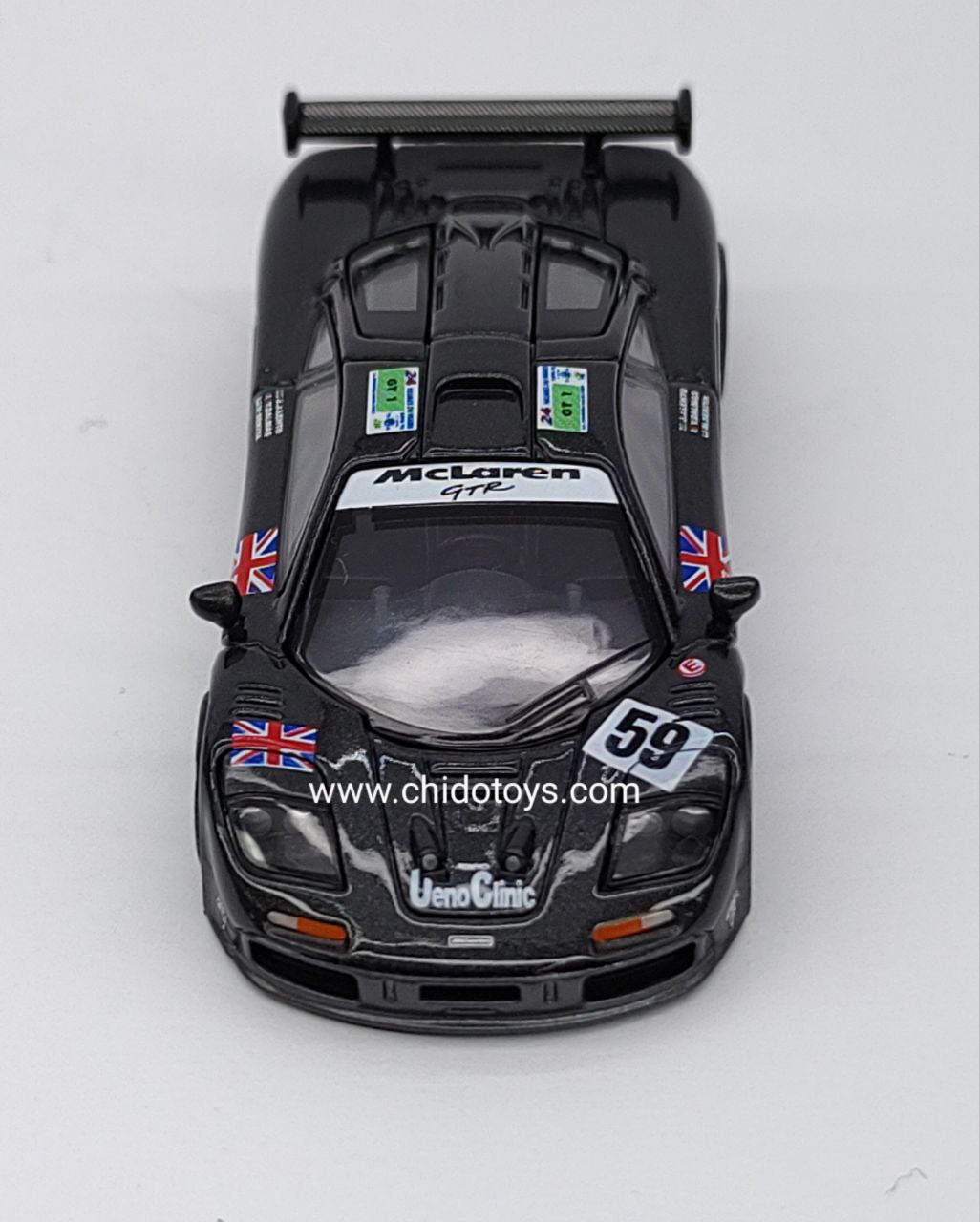 Mini GT McLaren F1 GTR Ueno Clinic 1:64 negro Le Mans - Chido Toys