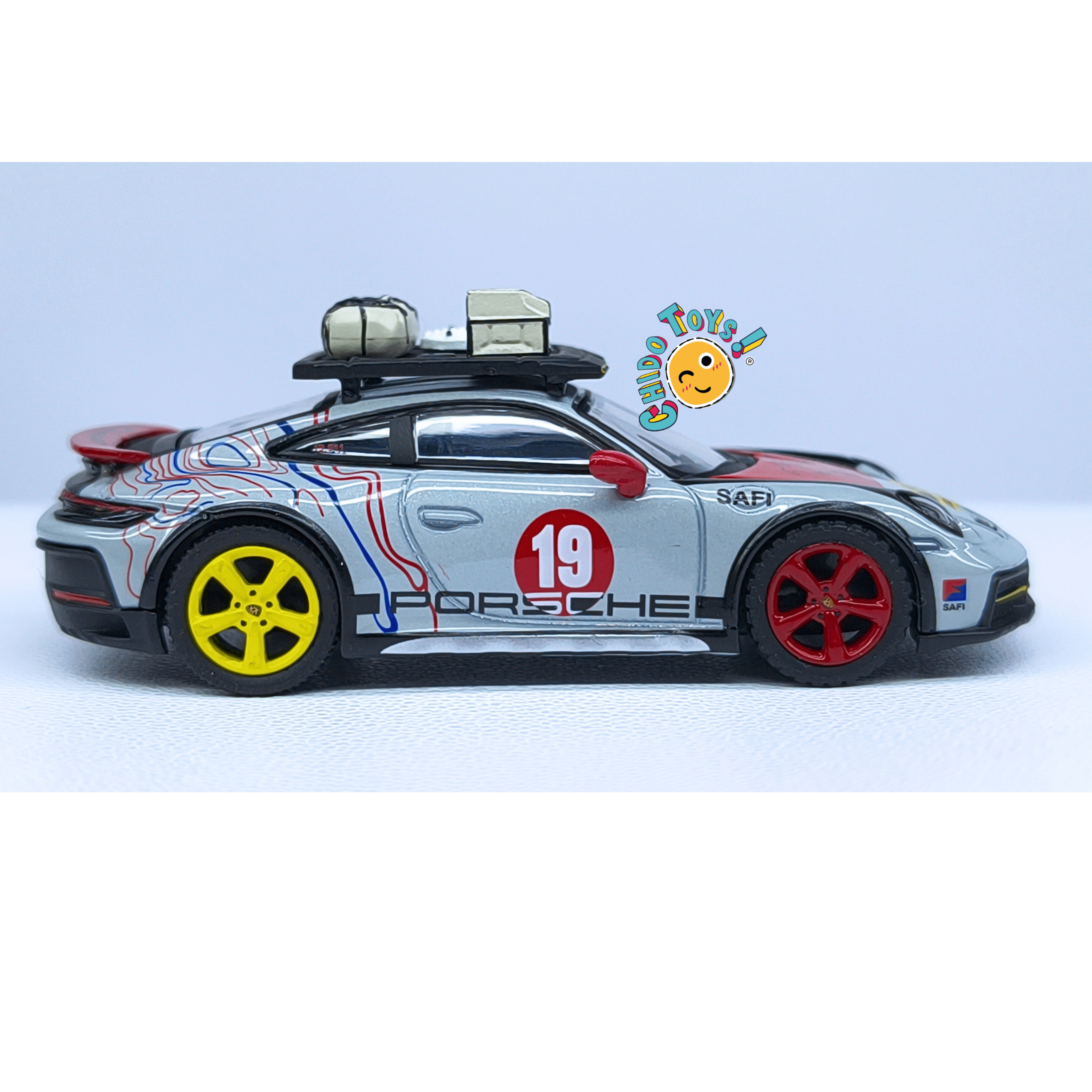 Mini GT Porsche 911 Dakar Safari 1:64 rally 19 "Uncle Rally" - Chido Toys