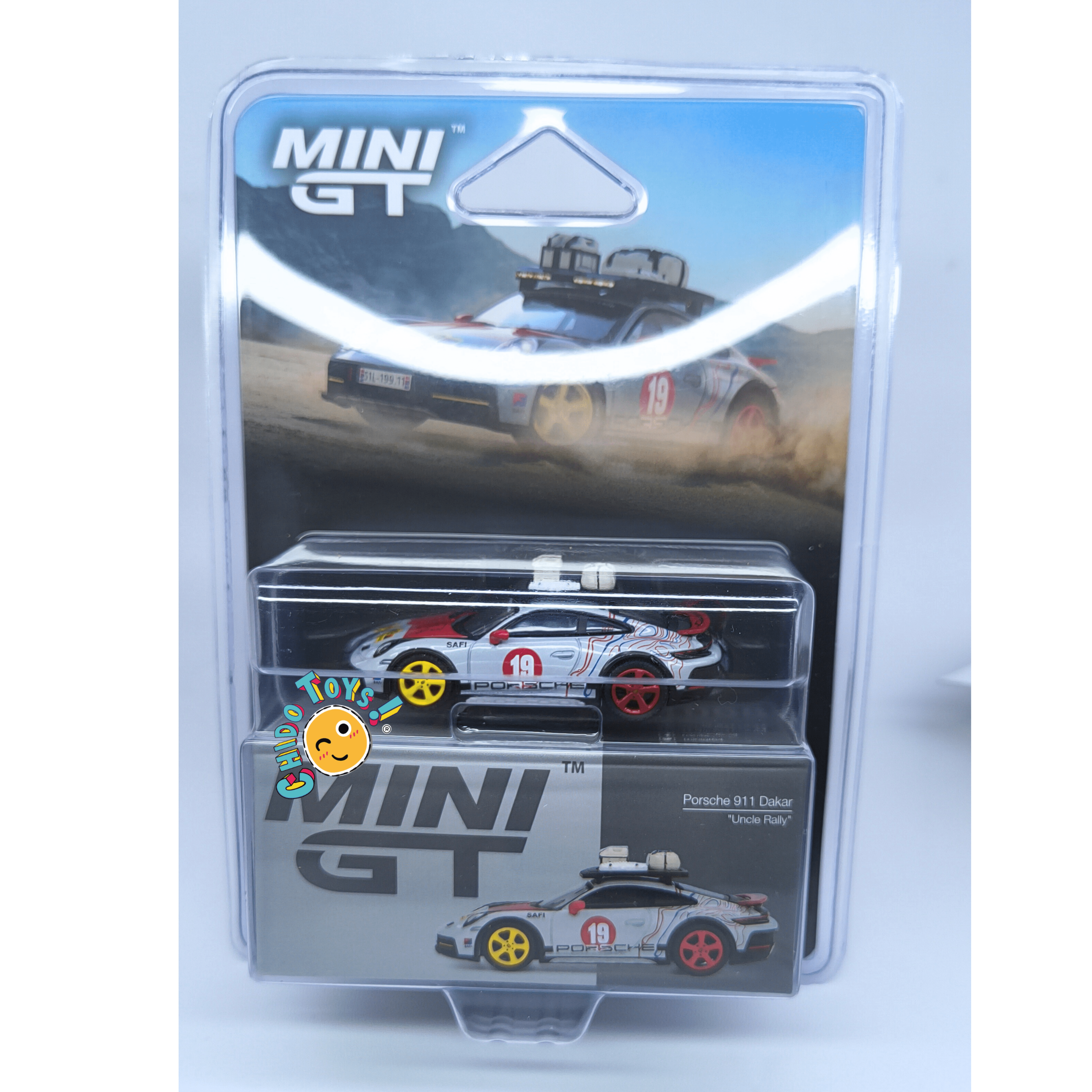Mini GT Porsche 911 Dakar Safari 1:64 rally 19 "Uncle Rally" - Chido Toys