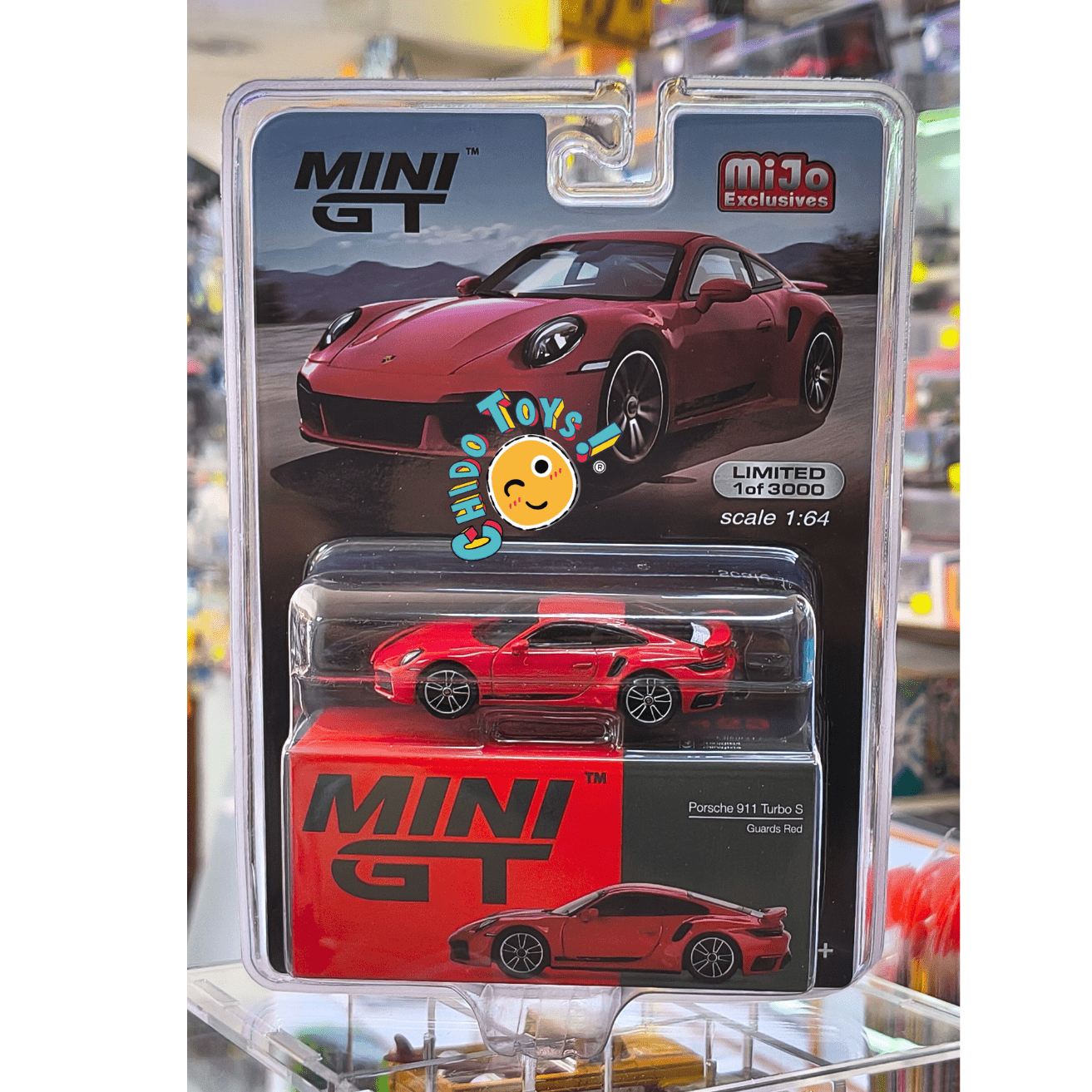 Mini GT Porsche 911 Turbo S 1:64 rojo Guards Red limitado