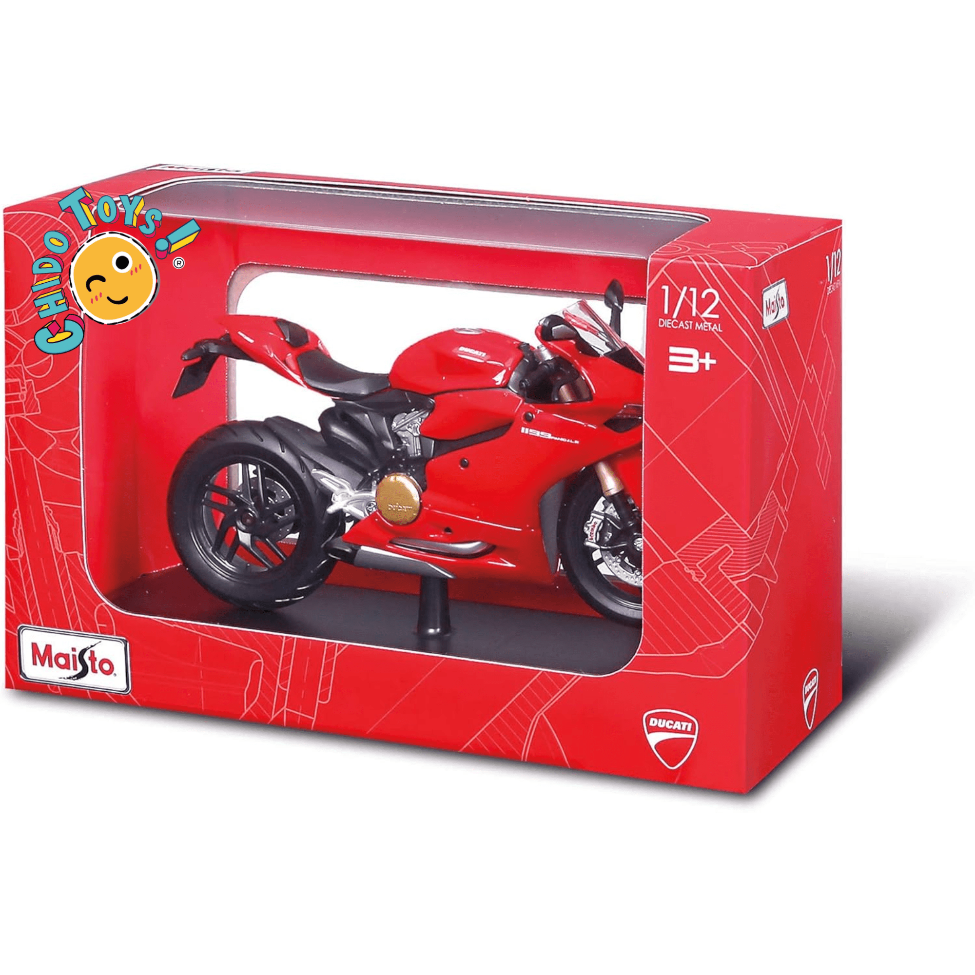 Motocicleta a Escala 1:12 – Maisto (Metal, Llantas Funcionales, Dirección Articulada) - Chido Toys