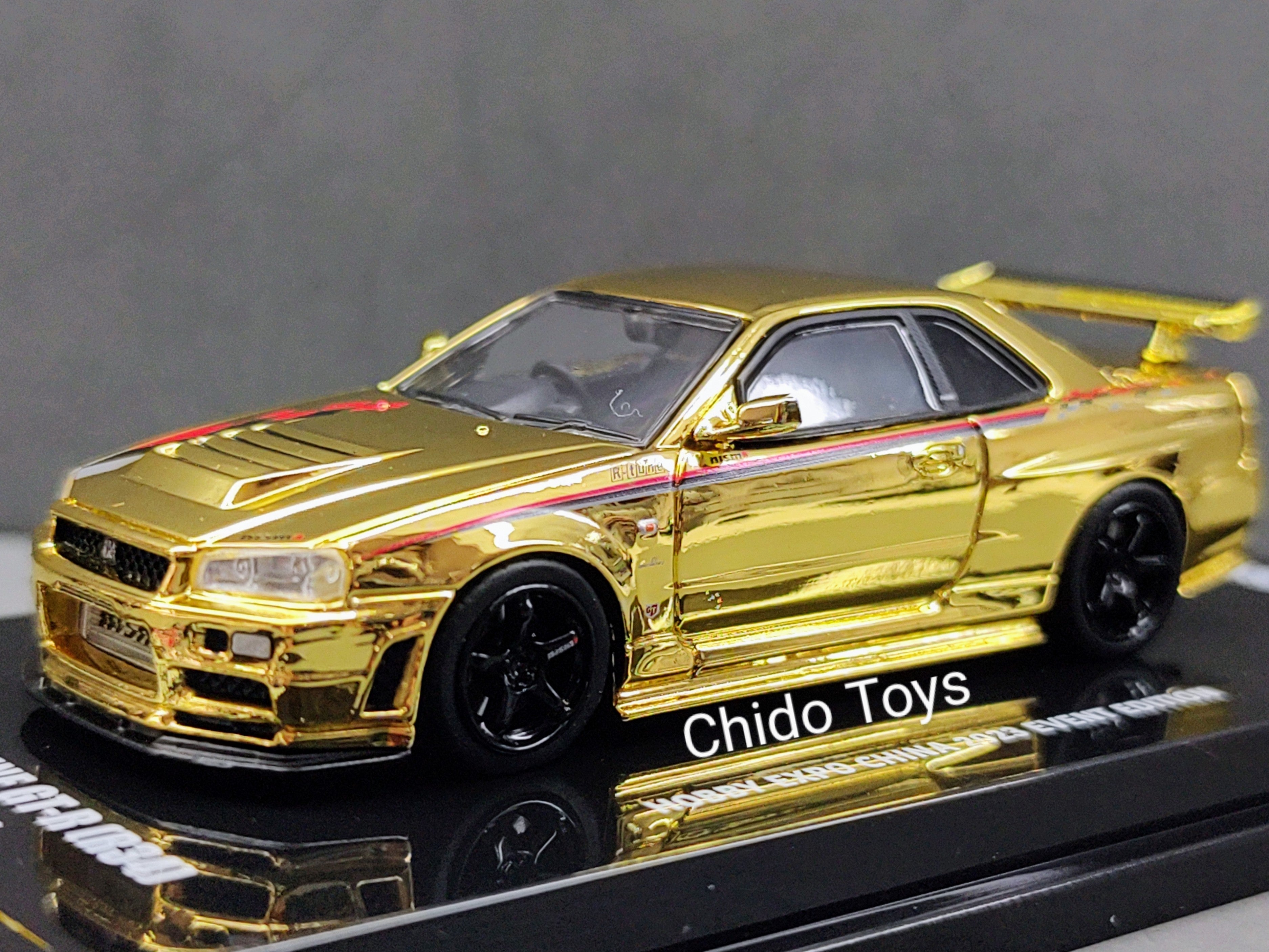 Nissan GT - R (R34) Gold/Silver Mirror Finish – Inno 1:64 (China Hobby Expo 2023) - Chido Toys