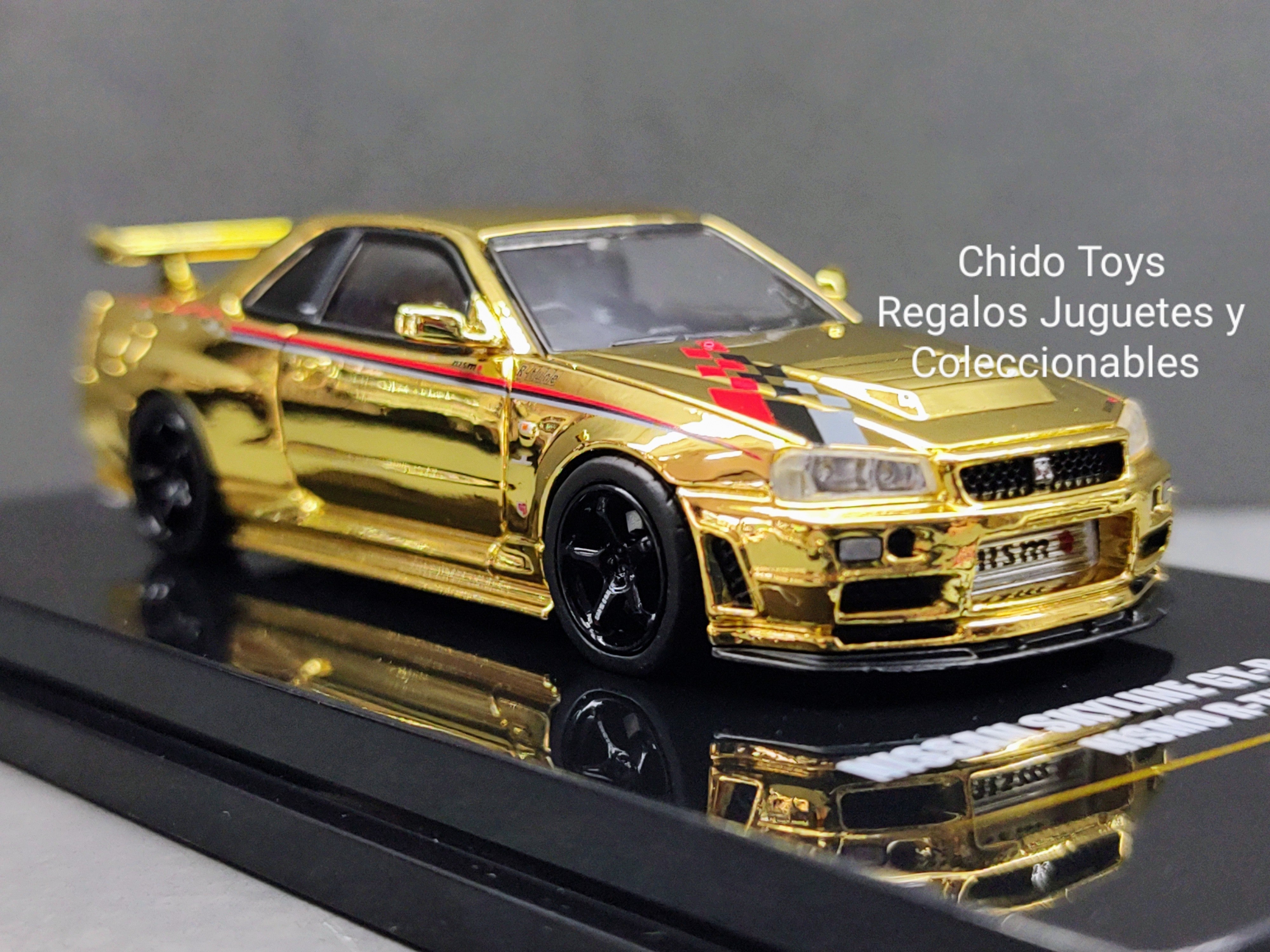 Nissan GT - R (R34) Gold/Silver Mirror Finish – Inno 1:64 (China Hobby Expo 2023) - Chido Toys