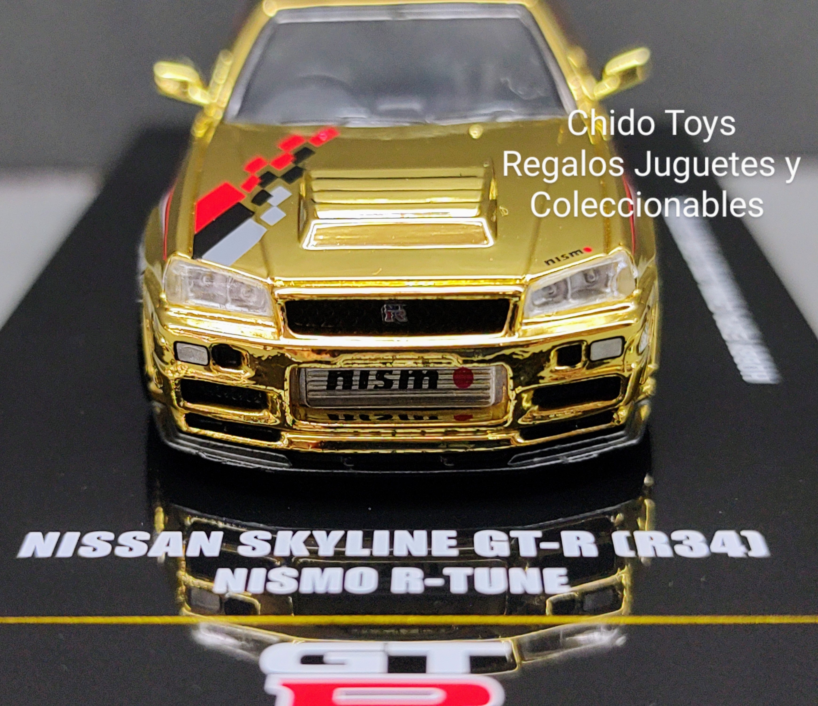 Nissan GT - R (R34) Gold/Silver Mirror Finish – Inno 1:64 (China Hobby Expo 2023) - Chido Toys