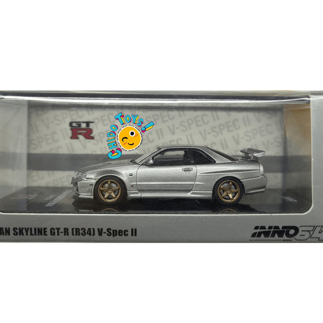 Nissan Skyline GT - R (R34) V - Spec II Plata – Inno64 1:64 - Chido Toys