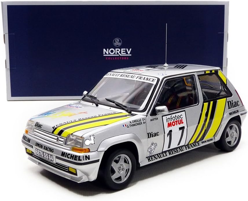 Norev Renault 5 GT Turbo Tour de Corse 1989 1:18 Plata No. 17 - Chido Toys